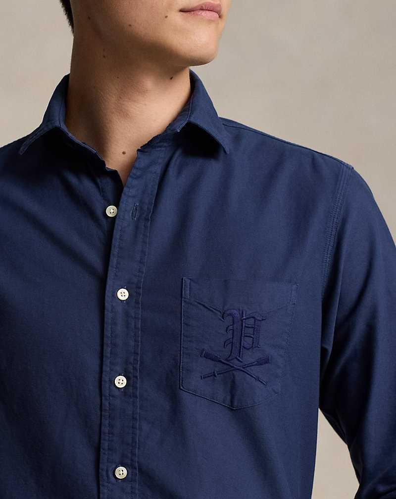 Camisas Ralph Lauren Classic Fit Garment-Dyed Oxford Hombre Azul Marino | MJSLHRY-25 - vista 5