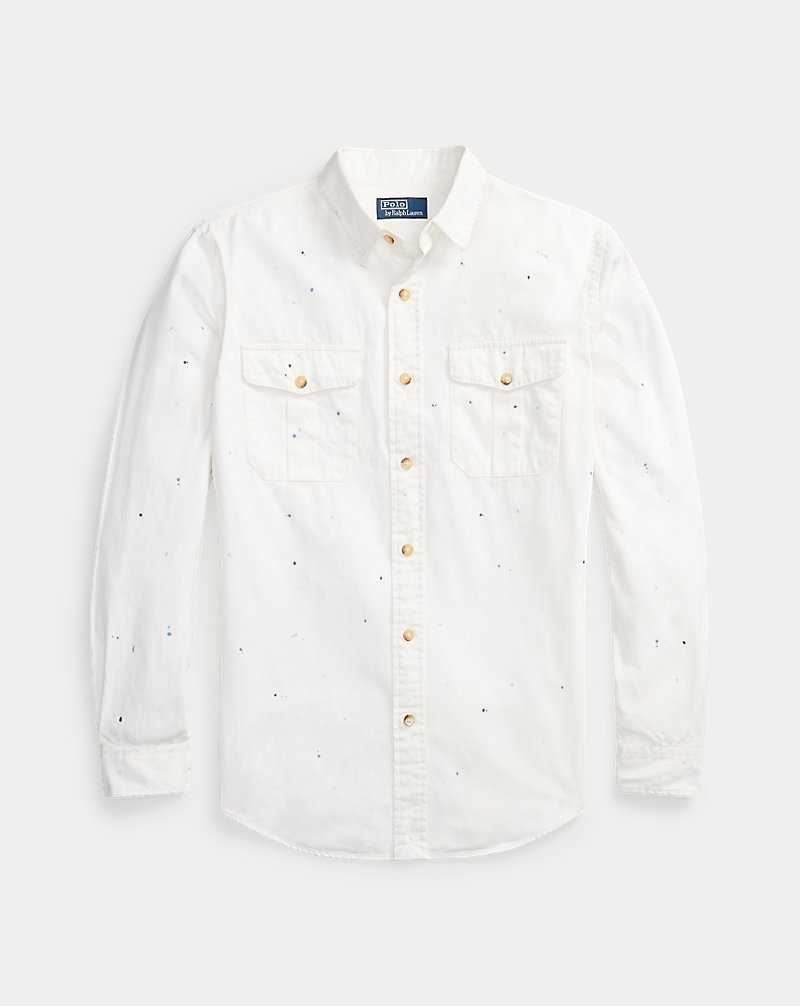 Camisas Ralph Lauren Classic Fit Hand-Painted Chino Hombre Blancos | NJIXFOW-07 - vista 2