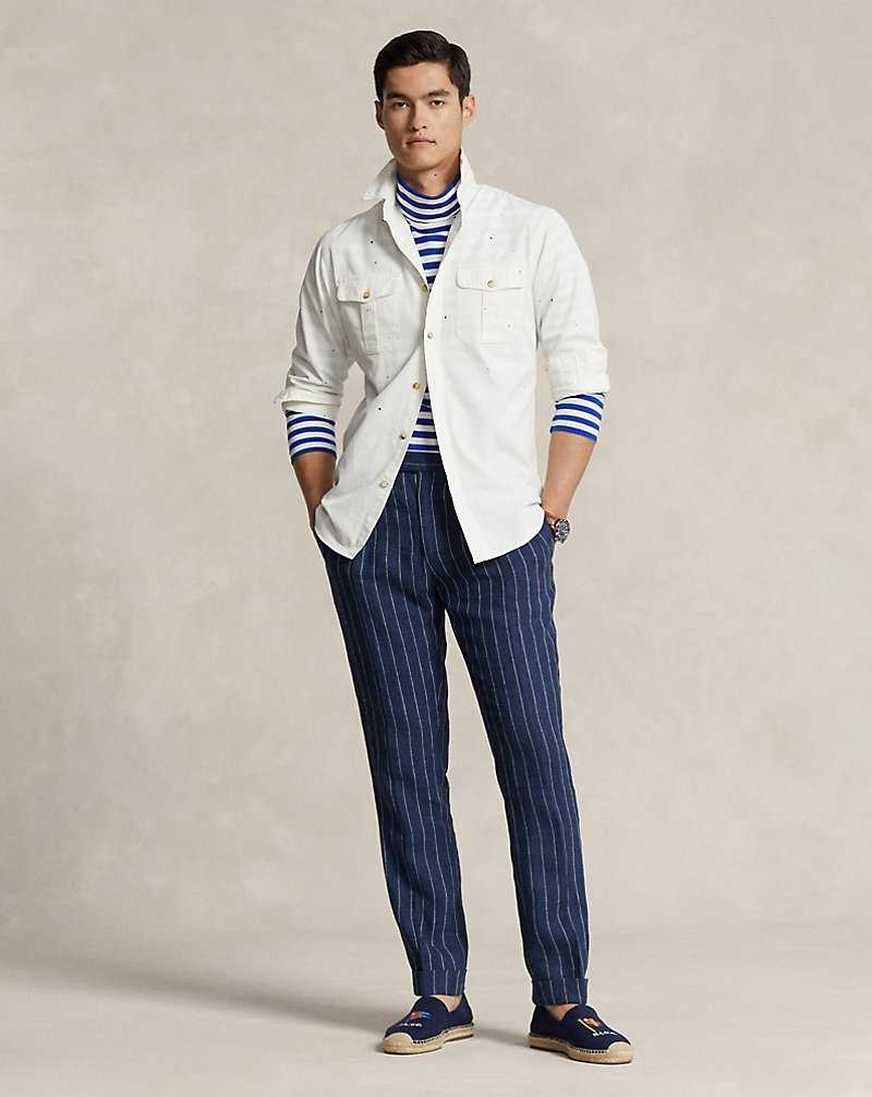 Camisas Ralph Lauren Classic Fit Hand-Painted Chino Hombre Blancos | NJIXFOW-07 - vista 3
