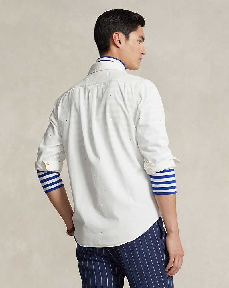 Camisas Ralph Lauren Classic Fit Hand-Painted Chino Hombre Blancos | NJIXFOW-07 - vista 4