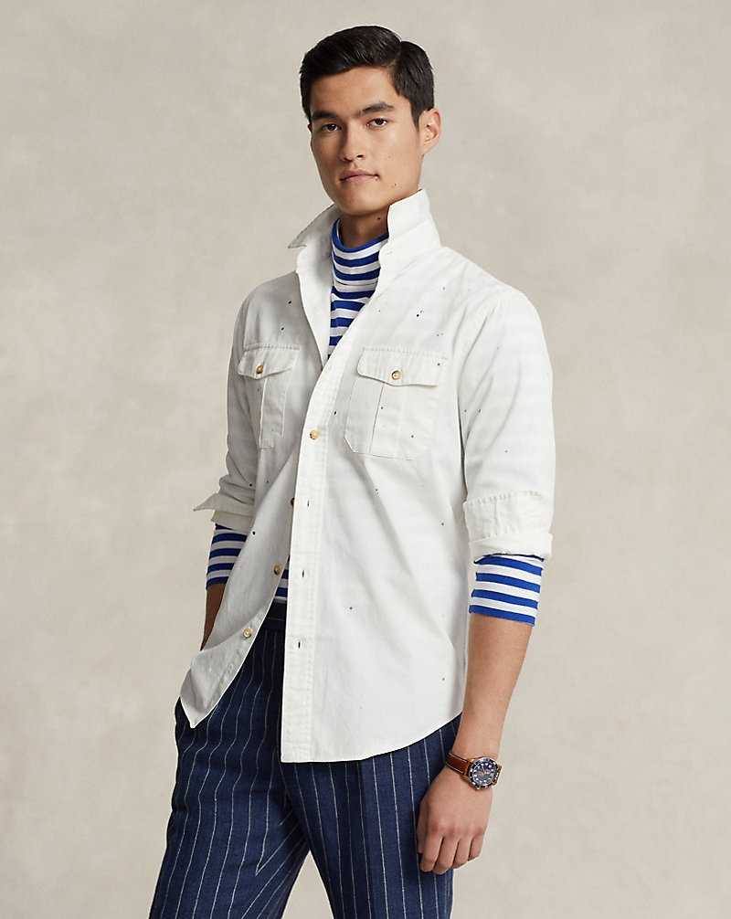 Camisas Ralph Lauren Classic Fit Hand-Painted Chino Hombre Blancos | NJIXFOW-07 - vista 1