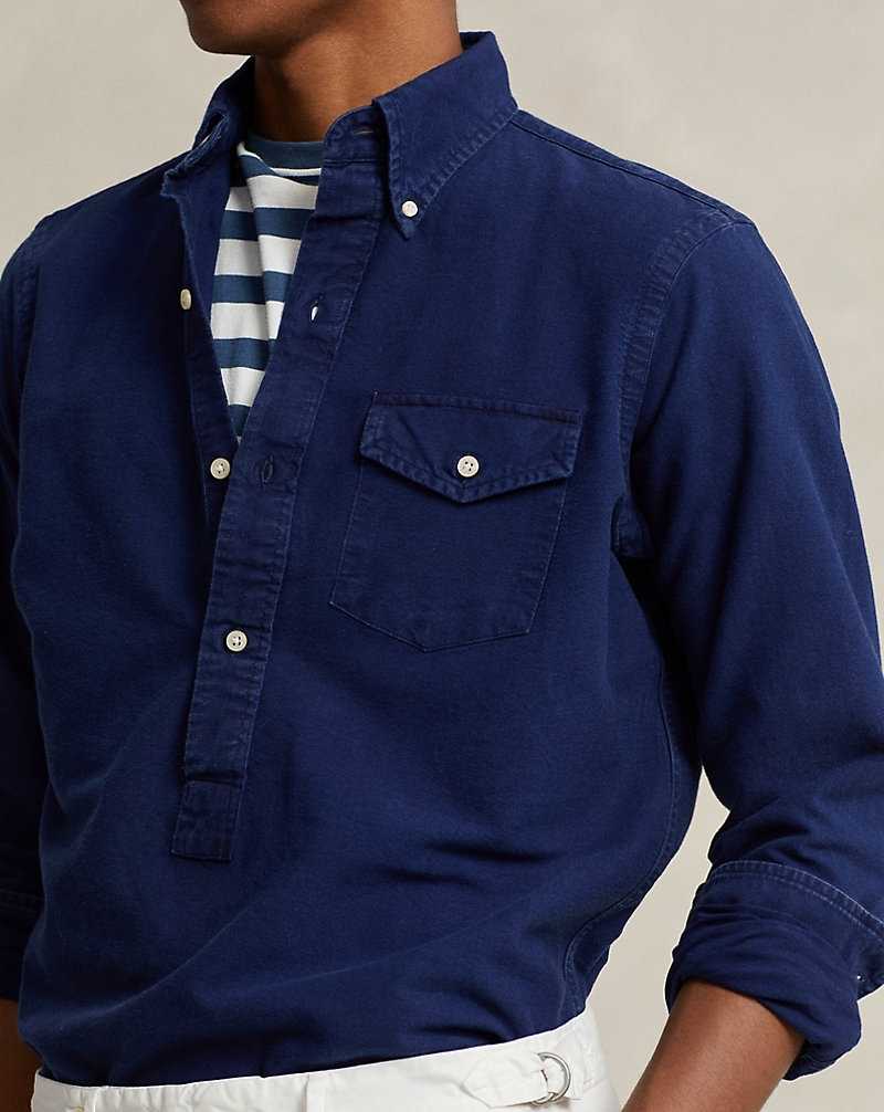 Camisas Ralph Lauren Classic Fit Indigo Oxford Popover Hombre Azules | WHNXZJO-29 - vista 5