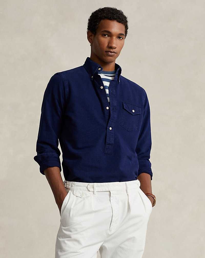 Camisas Ralph Lauren Classic Fit Indigo Oxford Popover Hombre Azules | WHNXZJO-29 - vista 1