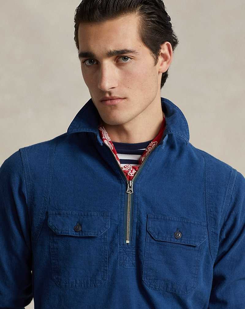 Camisas Ralph Lauren Classic Fit Indigo Popover Workshirt Hombre Azules | QKNVLMD-16 - vista 5