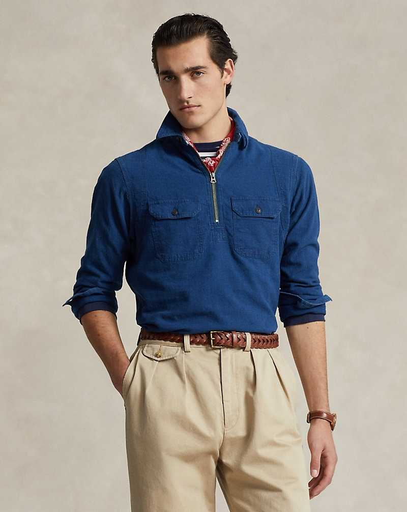 Camisas Ralph Lauren Classic Fit Indigo Popover Workshirt Hombre Azules | QKNVLMD-16 - vista 1