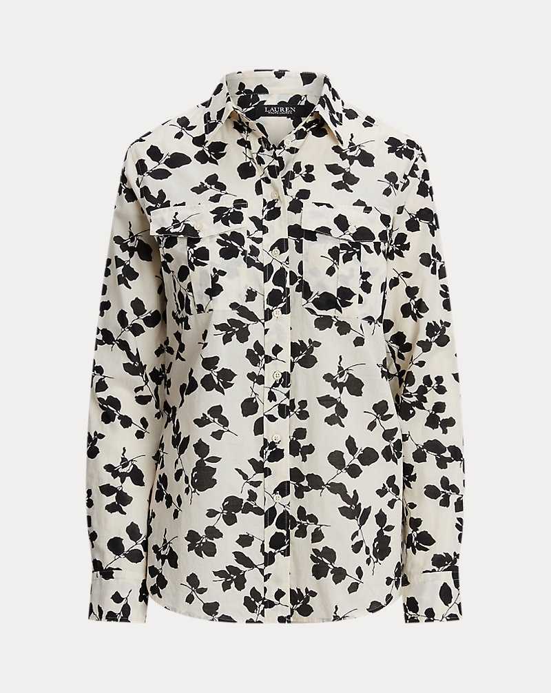 Camisas Ralph Lauren Classic Fit Leaf-Print Voile Mujer Cream/Black | WPRMTQS-38 - vista 2