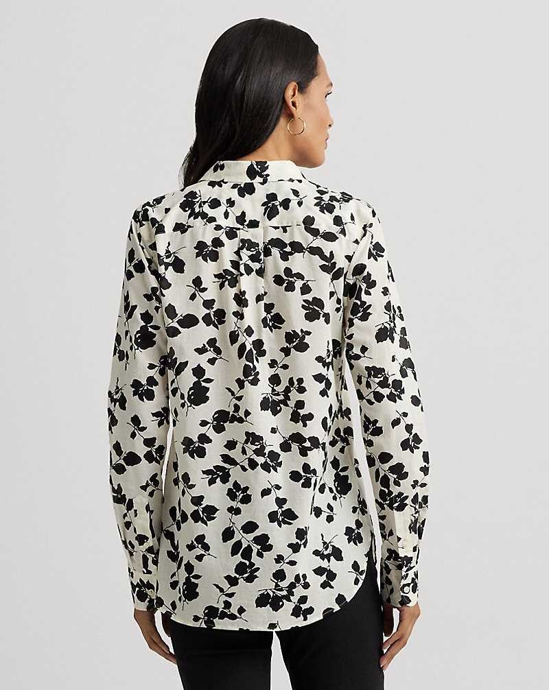 Camisas Ralph Lauren Classic Fit Leaf-Print Voile Mujer Cream/Black | WPRMTQS-38 - vista 4