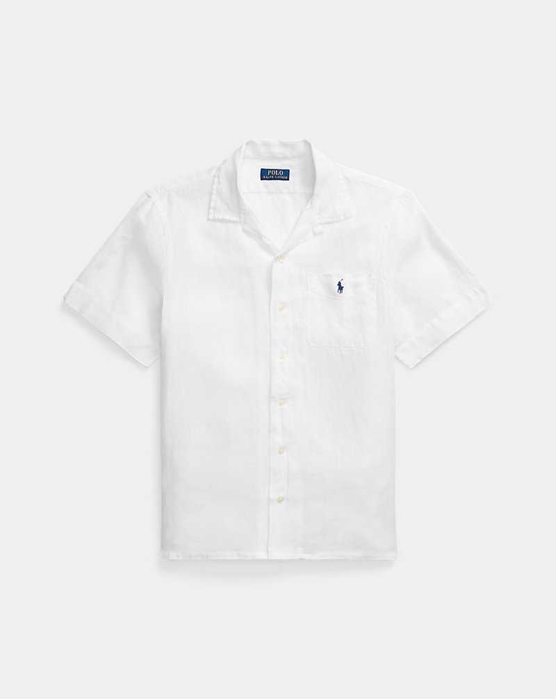 Camisas Ralph Lauren Classic Fit Linen Camp Hombre Blancos | FXZIRTP-19 - vista 2