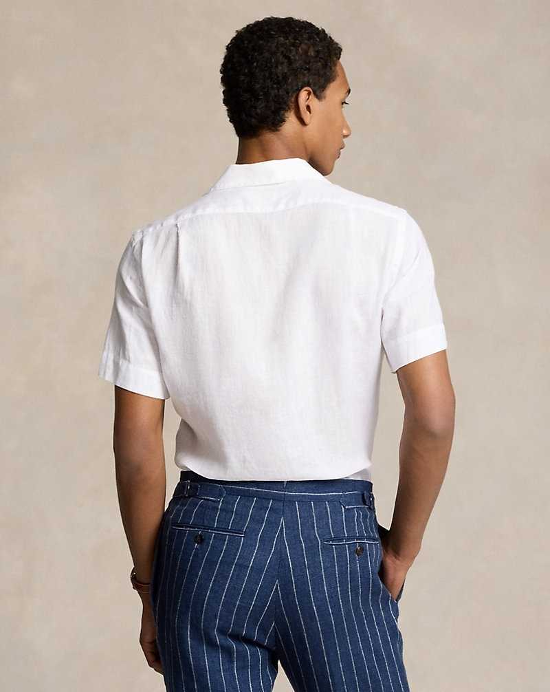 Camisas Ralph Lauren Classic Fit Linen Camp Hombre Blancos | FXZIRTP-19 - vista 4