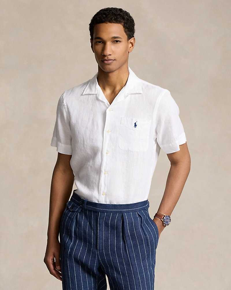 Camisas Ralph Lauren Classic Fit Linen Camp Hombre Blancos | FXZIRTP-19 - vista 1