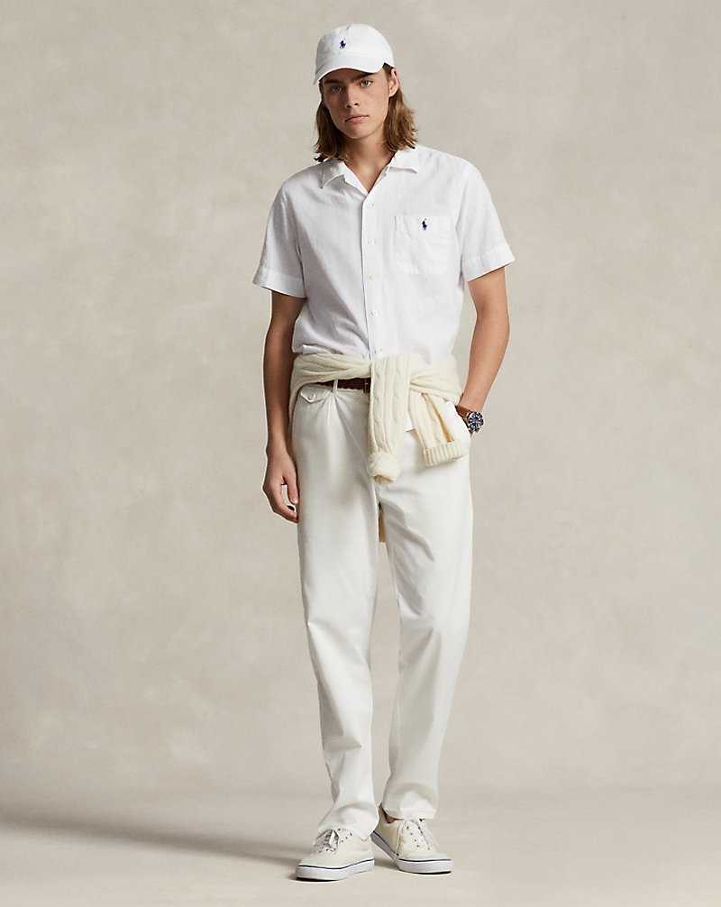 Camisas Ralph Lauren Classic Fit Linen-Cotton Camp Hombre Blancos | MTYCGVD-47 - vista 3