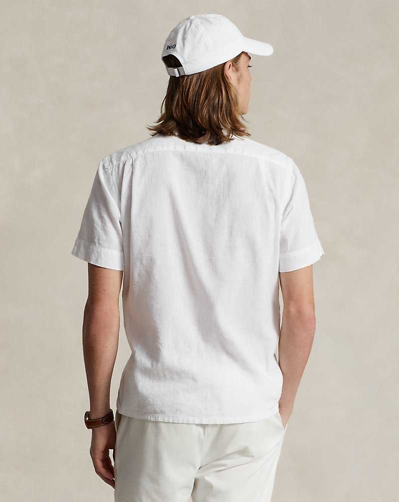 Camisas Ralph Lauren Classic Fit Linen-Cotton Camp Hombre Blancos | MTYCGVD-47 - vista 4