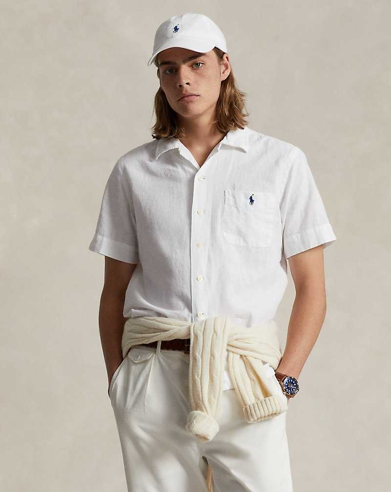 Camisas Ralph Lauren Classic Fit Linen-Cotton Camp Hombre Blancos | MTYCGVD-47 - vista 1
