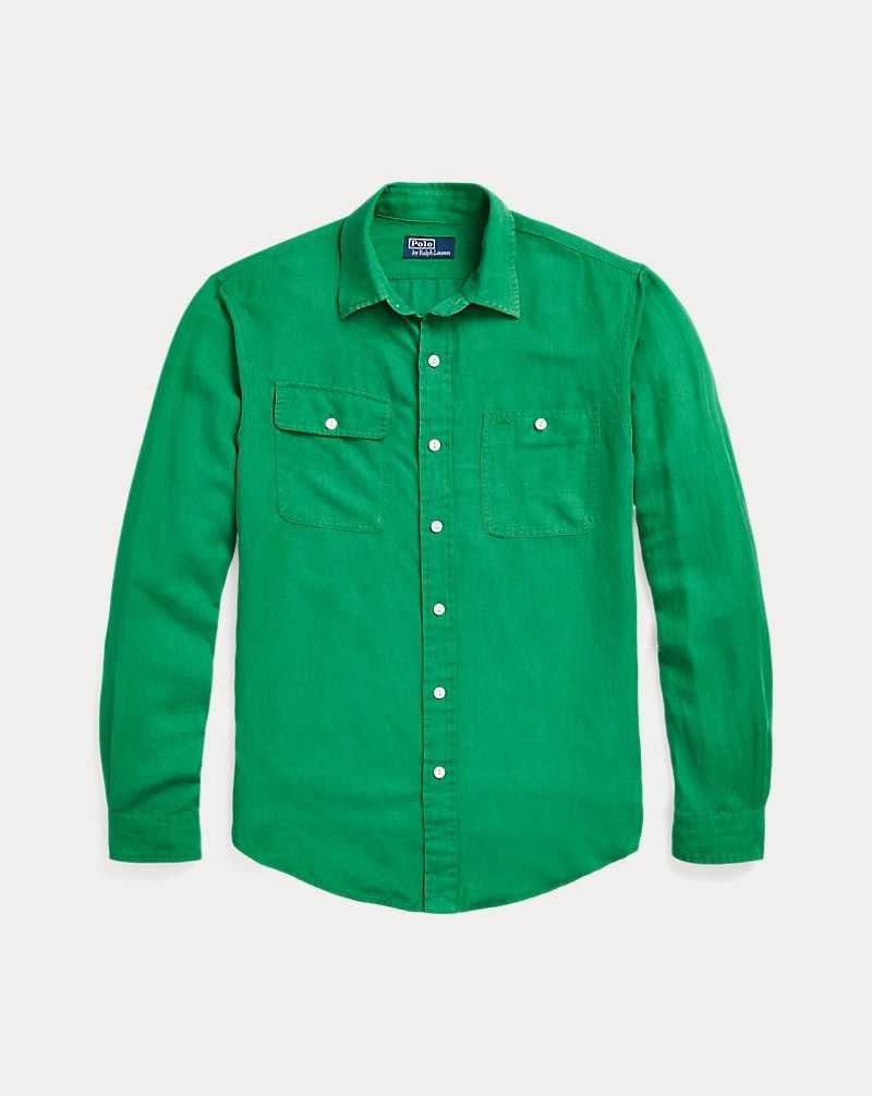 Camisas Ralph Lauren Classic Fit Linen-Silk Workshirt Hombre Stem | HFROIDG-07 - vista 2
