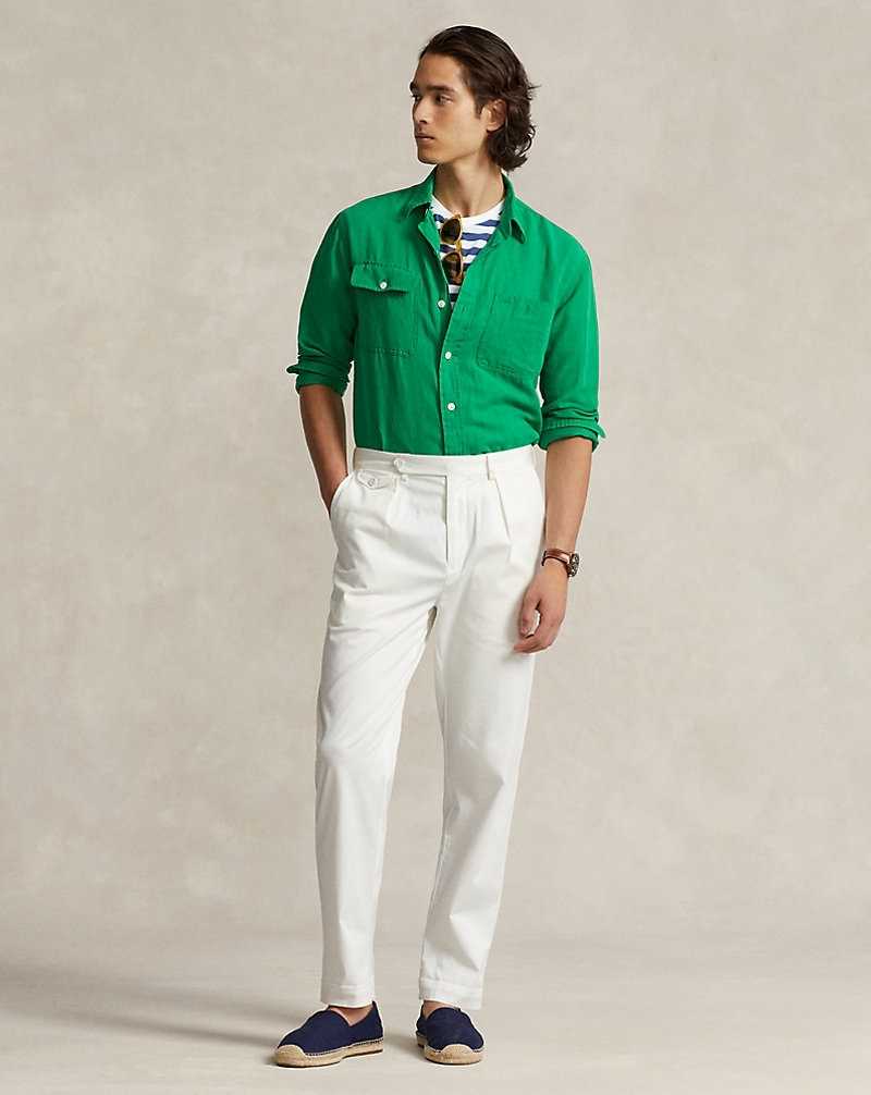 Camisas Ralph Lauren Classic Fit Linen-Silk Workshirt Hombre Stem | HFROIDG-07 - vista 3