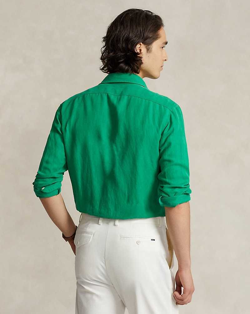 Camisas Ralph Lauren Classic Fit Linen-Silk Workshirt Hombre Stem | HFROIDG-07 - vista 4