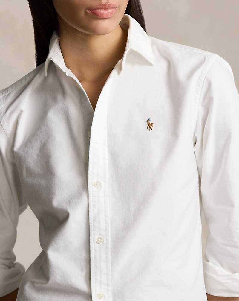 Camisas Ralph Lauren Classic Fit Oxford Mujer Blancos | ZAEVKFC-14 - vista 5