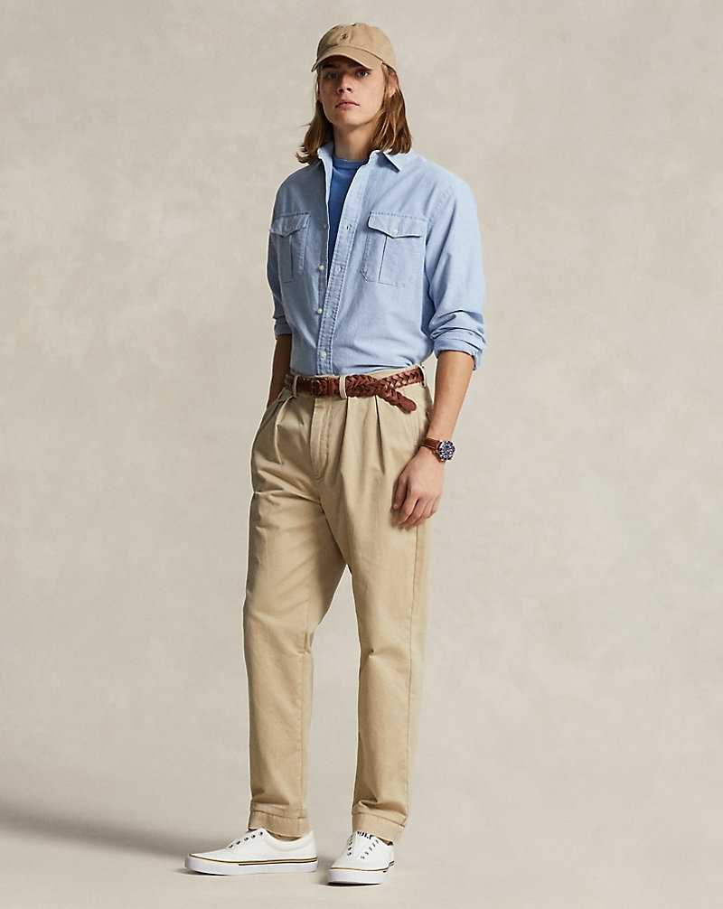 Camisas Ralph Lauren Classic Fit Oxford Workshirt Hombre Azules | TJPYMVW-70 - vista 3