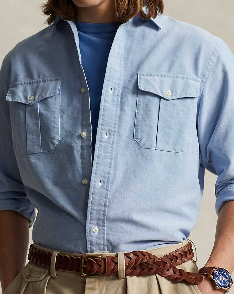 Camisas Ralph Lauren Classic Fit Oxford Workshirt Hombre Azules | TJPYMVW-70 - vista 5