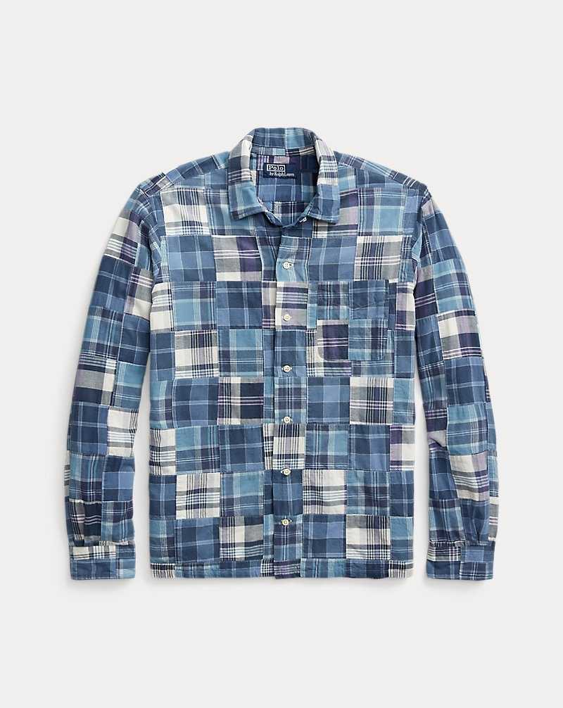 Camisas Ralph Lauren Classic Fit Patchwork Madras Camp Hombre Azules | AXDMPTE-78 - vista 2