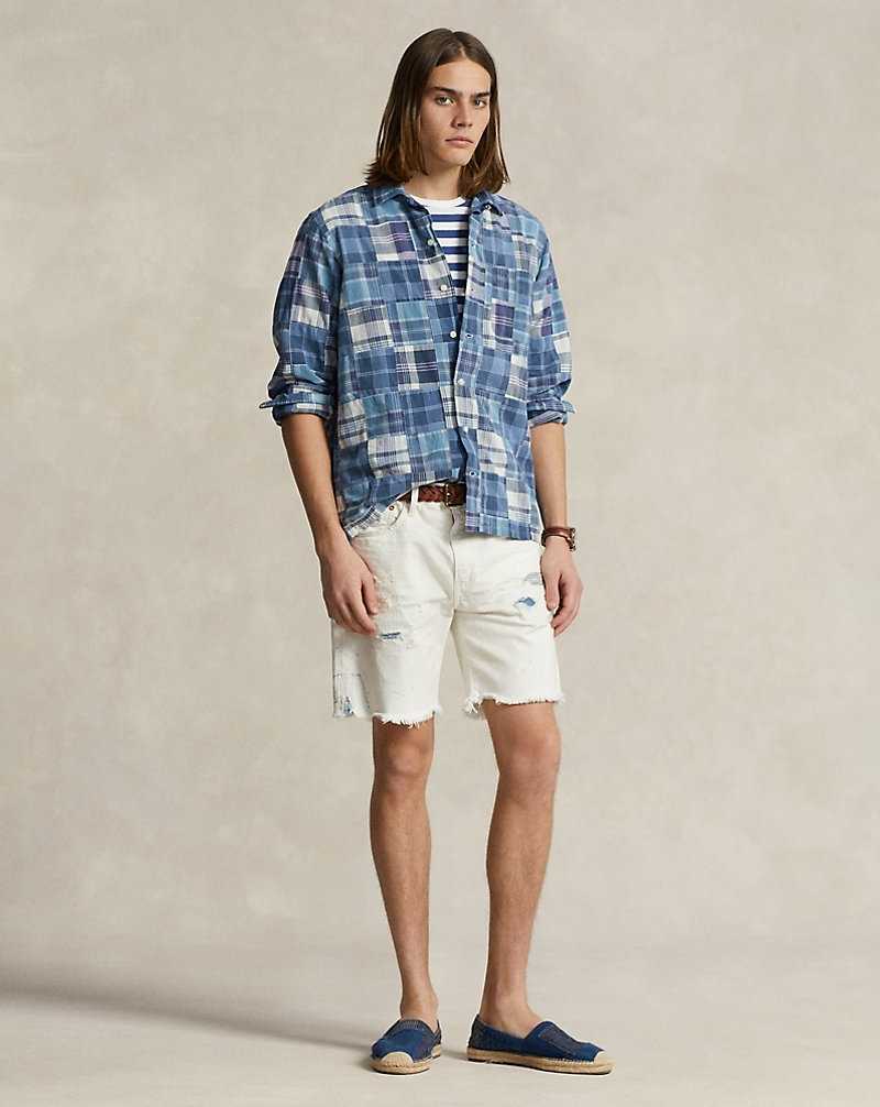 Camisas Ralph Lauren Classic Fit Patchwork Madras Camp Hombre Azules | AXDMPTE-78 - vista 3