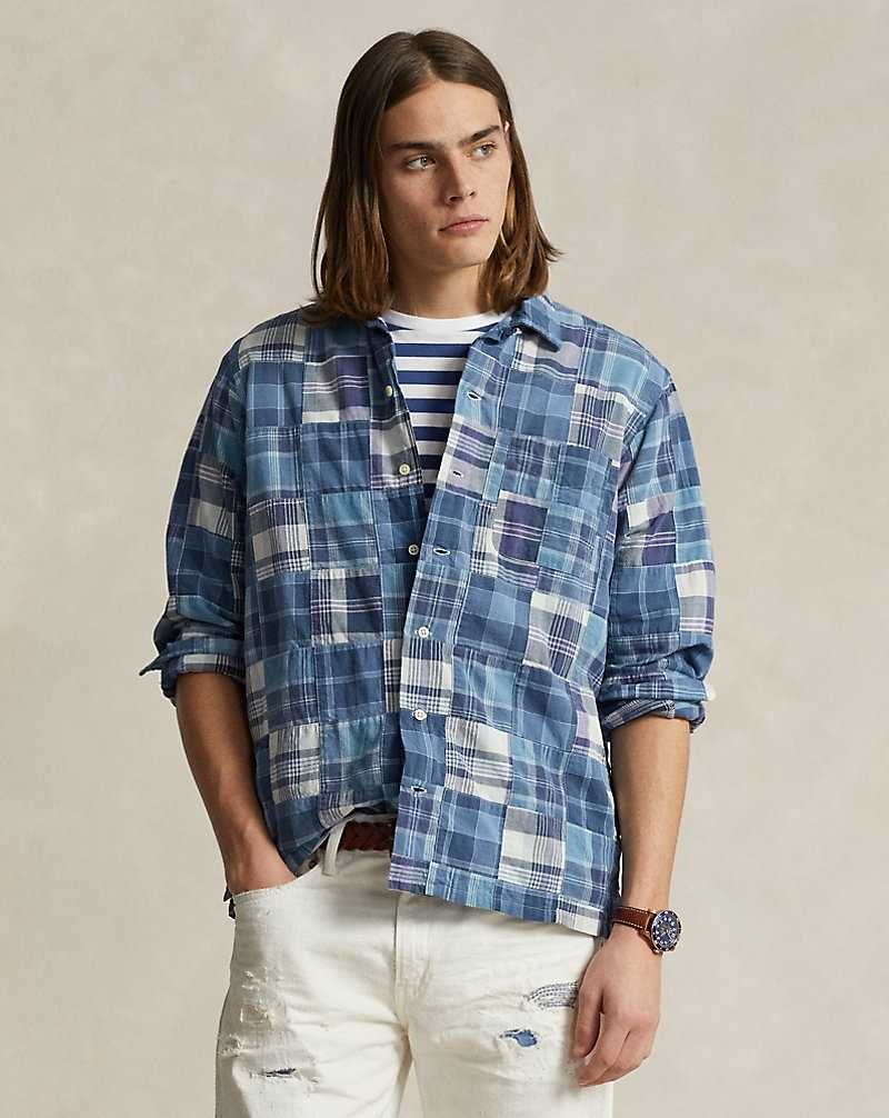 Camisas Ralph Lauren Classic Fit Patchwork Madras Camp Hombre Azules | AXDMPTE-78 - vista 1