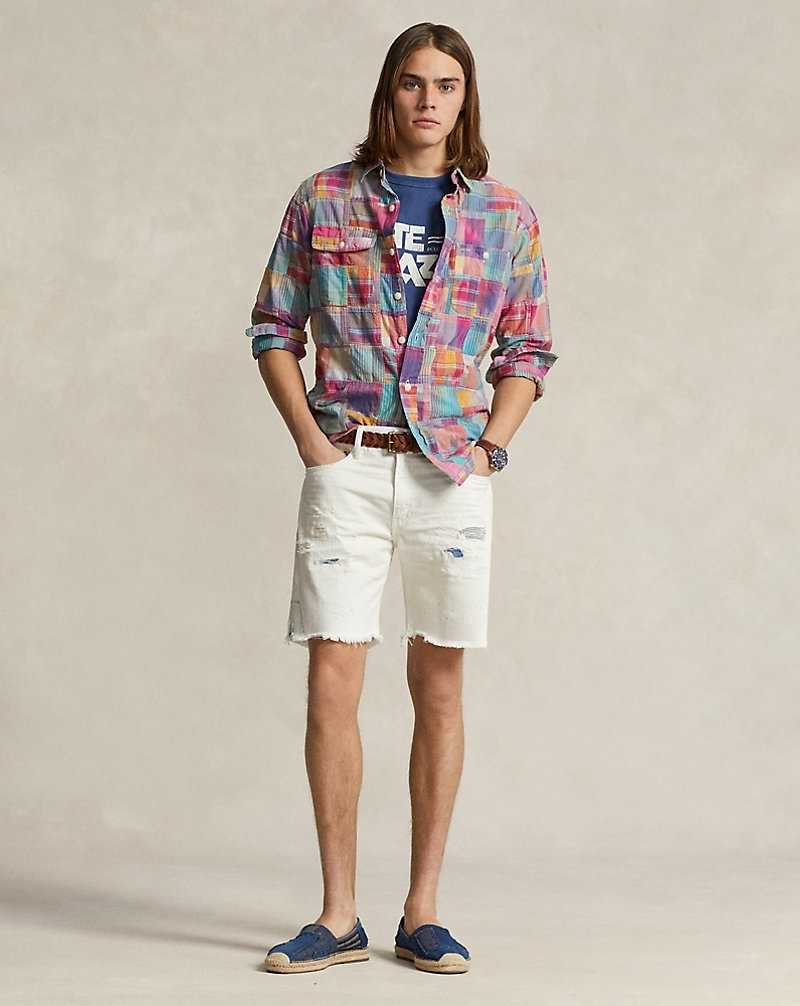 Camisas Ralph Lauren Classic Fit Patchwork Madras Workshirt Hombre 6321 Ikat Patchwork | RZXOHFQ-56 - vista 3