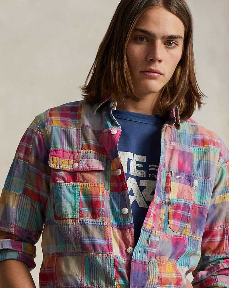 Camisas Ralph Lauren Classic Fit Patchwork Madras Workshirt Hombre 6321 Ikat Patchwork | RZXOHFQ-56 - vista 5