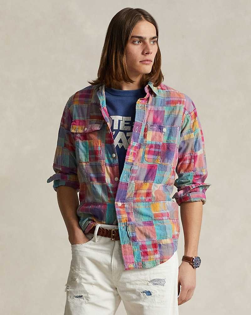 Camisas Ralph Lauren Classic Fit Patchwork Madras Workshirt Hombre 6321 Ikat Patchwork | RZXOHFQ-56 - vista 1