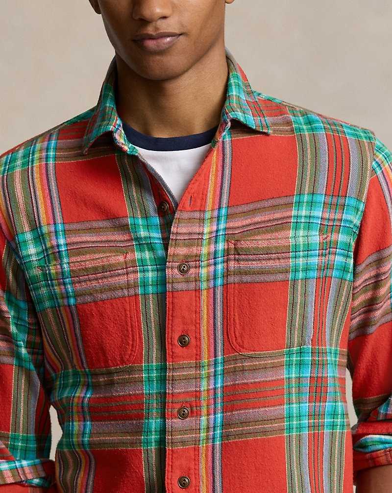 Camisas Ralph Lauren Classic Fit Plaid Flannel Workshirt Hombre Red/Green Multi | NIZPUFA-80 - vista 5