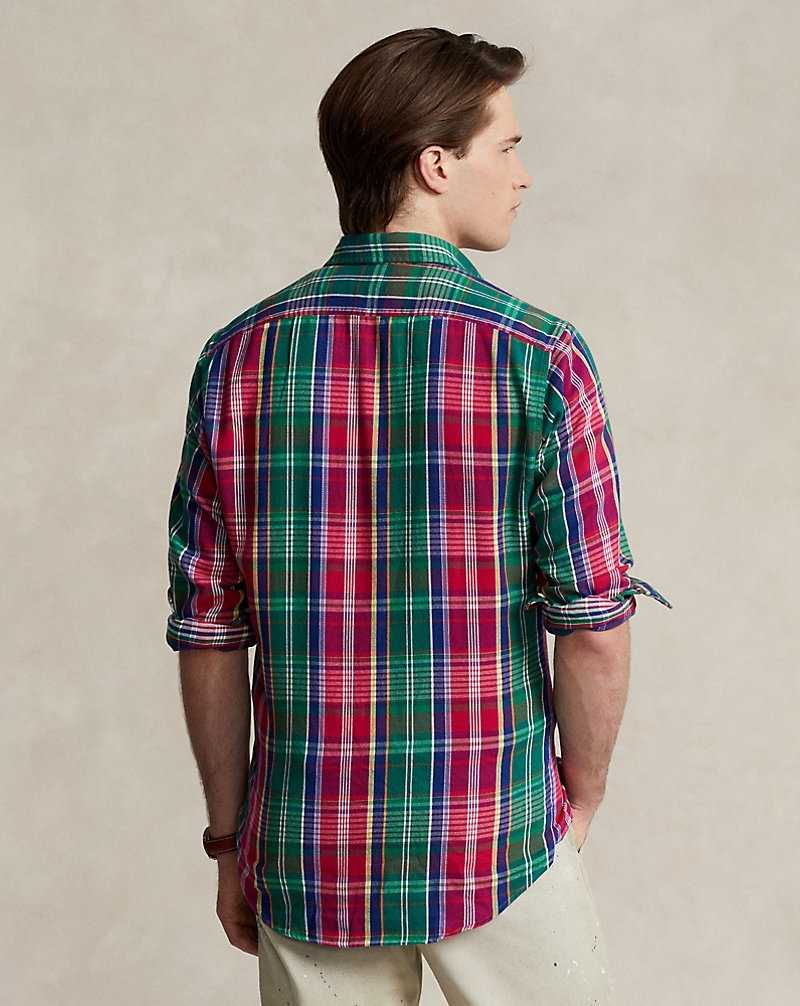 Camisas Ralph Lauren Classic Fit Plaid Flannel Workshirt Hombre Red/Green Multi | HAFTCLU-26 - vista 4