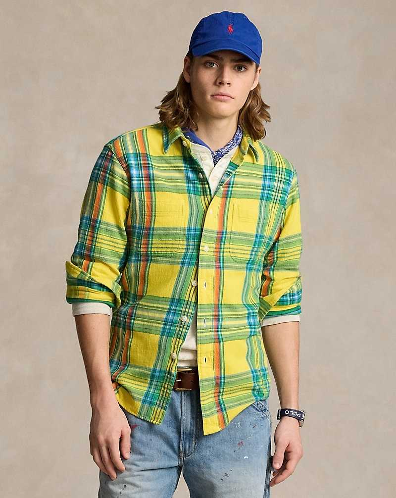 Camisas Ralph Lauren Classic Fit Plaid Flannel Workshirt Hombre Yellow/Green Multi | UKFPCDZ-39 - vista 1