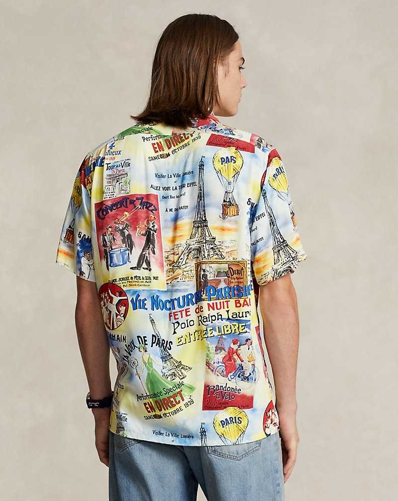 Camisas Ralph Lauren Classic Fit Printed Camp Hombre Azules | PUJEQDB-63 - vista 4