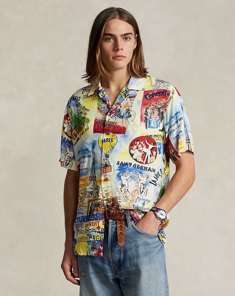 Camisas Ralph Lauren Classic Fit Printed Camp Hombre Azules | PUJEQDB-63 - vista 1