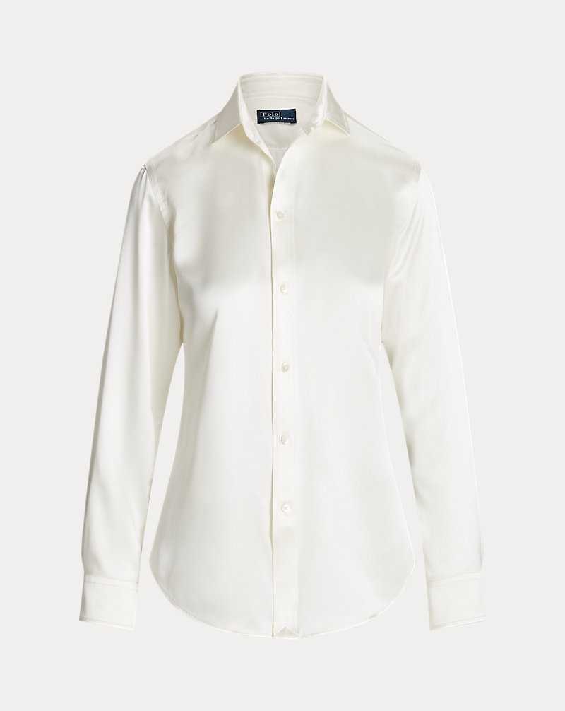 Camisas Ralph Lauren Classic Fit Silk Mujer Creme | PMSTBNX-79 - vista 2