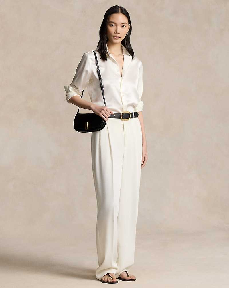 Camisas Ralph Lauren Classic Fit Silk Mujer Creme | PMSTBNX-79 - vista 3