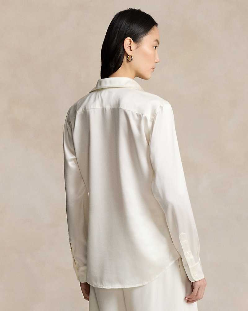 Camisas Ralph Lauren Classic Fit Silk Mujer Creme | PMSTBNX-79 - vista 4