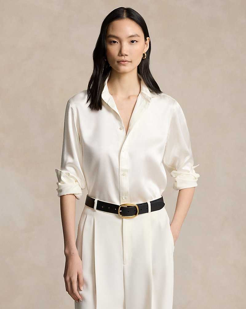 Camisas Ralph Lauren Classic Fit Silk Mujer Creme | PMSTBNX-79 - vista 1