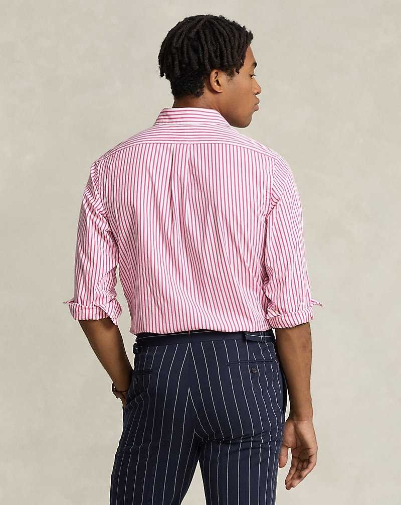 Camisas Ralph Lauren Classic Fit Striped Poplin Workshirt Hombre 6286 Hot Fuschia/White | UOMHSVI-23 - vista 4