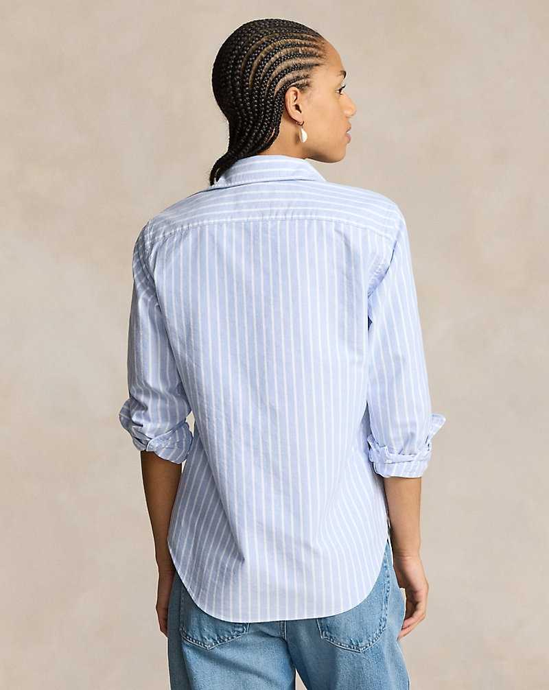 Camisas Ralph Lauren Classic Fit Striped Oxford Mujer Azules | IETAOVG-28 - vista 4