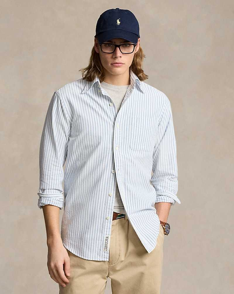 Camisas Ralph Lauren Classic Fit Striped Oxford Hombre Azules | LGZTUVE-47 - vista 3