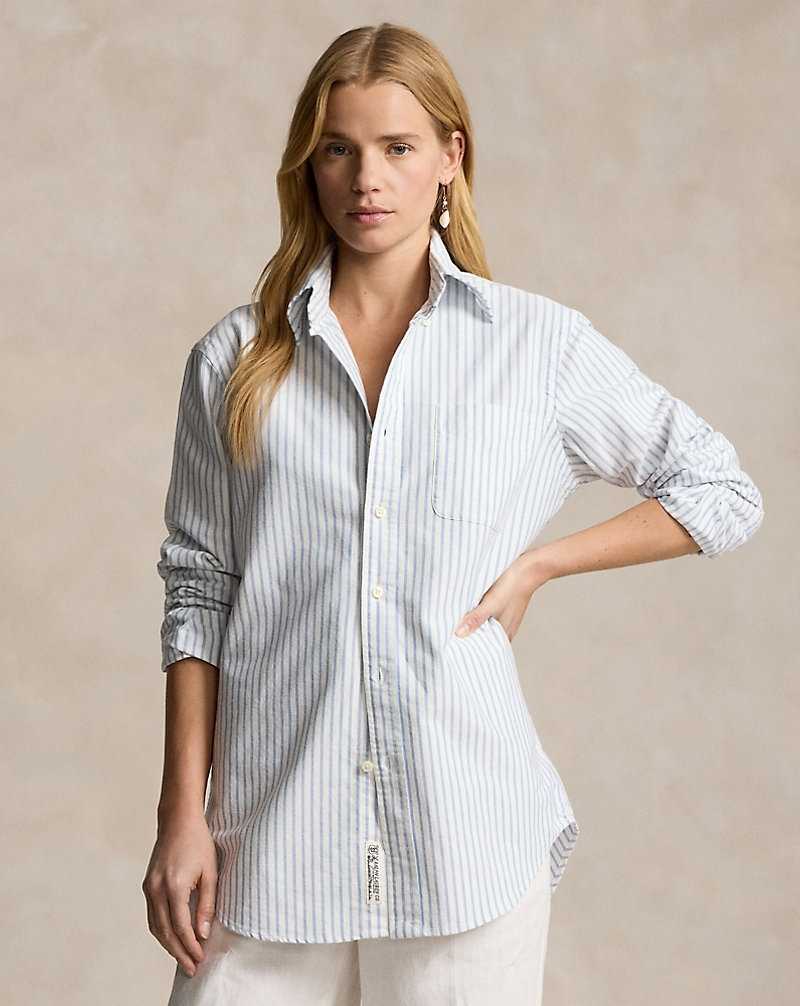 Camisas Ralph Lauren Classic Fit Striped Oxford Hombre Azules | LGZTUVE-47 - vista 5