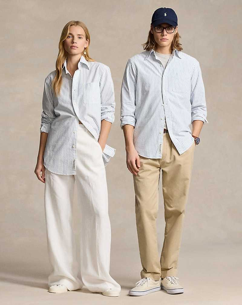 Camisas Ralph Lauren Classic Fit Striped Oxford Hombre Azules | LGZTUVE-47 - vista 1