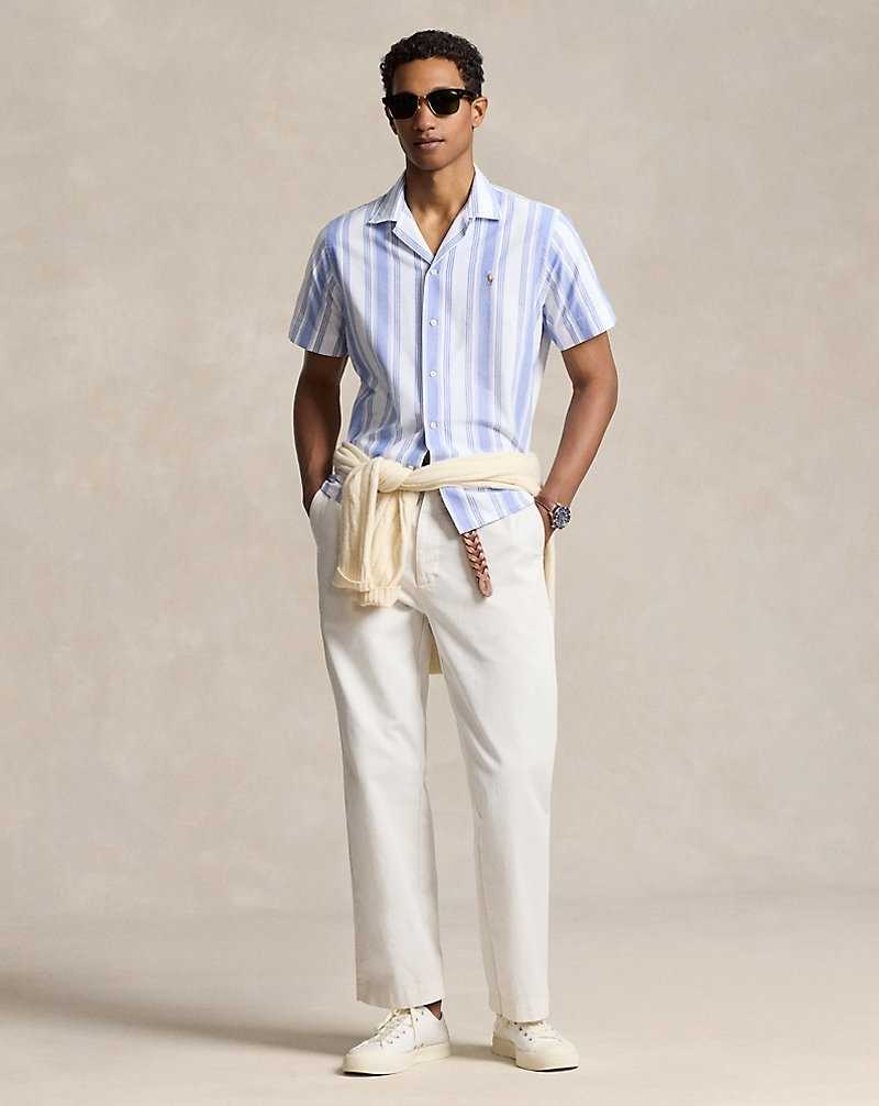 Camisas Ralph Lauren Classic Fit Striped Oxford Camp Hombre Blancos Azules | HIPVMNZ-79 - vista 3