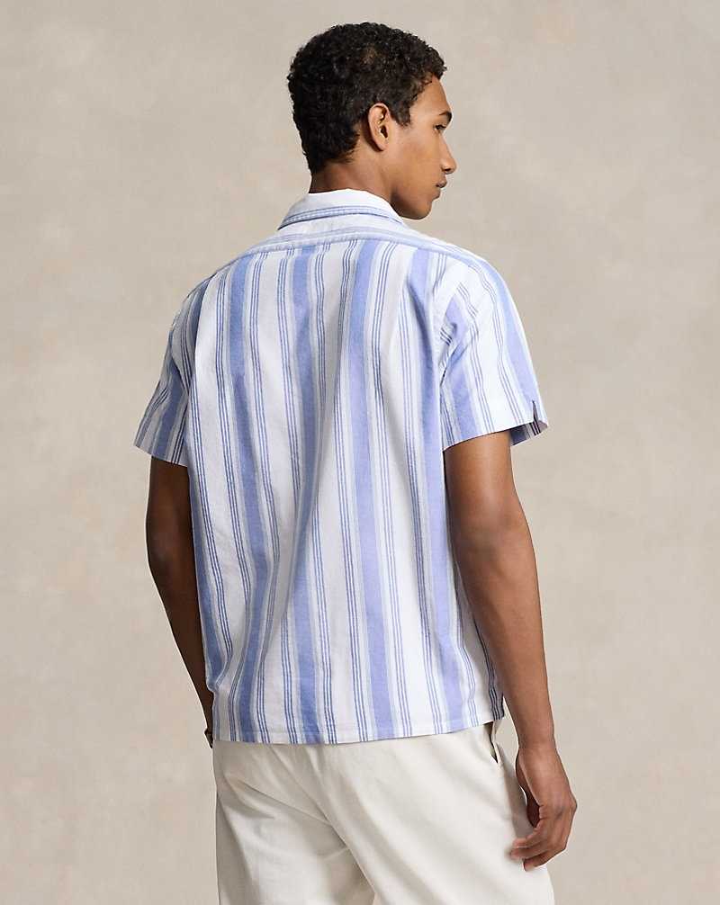 Camisas Ralph Lauren Classic Fit Striped Oxford Camp Hombre Blancos Azules | HIPVMNZ-79 - vista 4