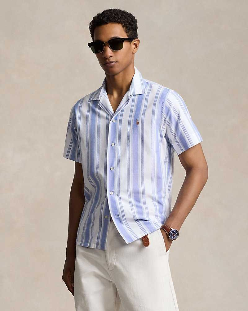 Camisas Ralph Lauren Classic Fit Striped Oxford Camp Hombre Blancos Azules | HIPVMNZ-79 - vista 1