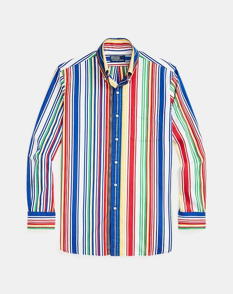 Camisas Ralph Lauren Classic Fit Striped Poplin Hombre Azules Rojos | FXQNAIH-38 - vista 2