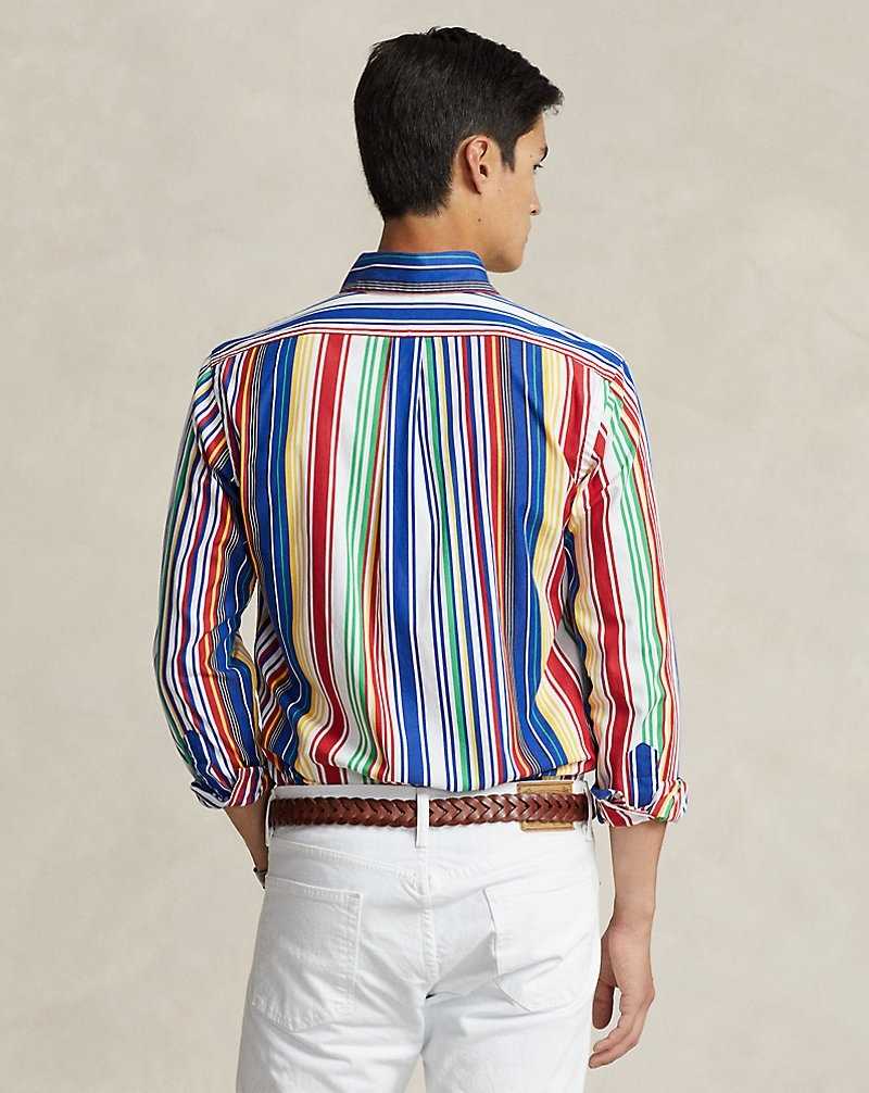 Camisas Ralph Lauren Classic Fit Striped Poplin Hombre Azules Rojos | FXQNAIH-38 - vista 4