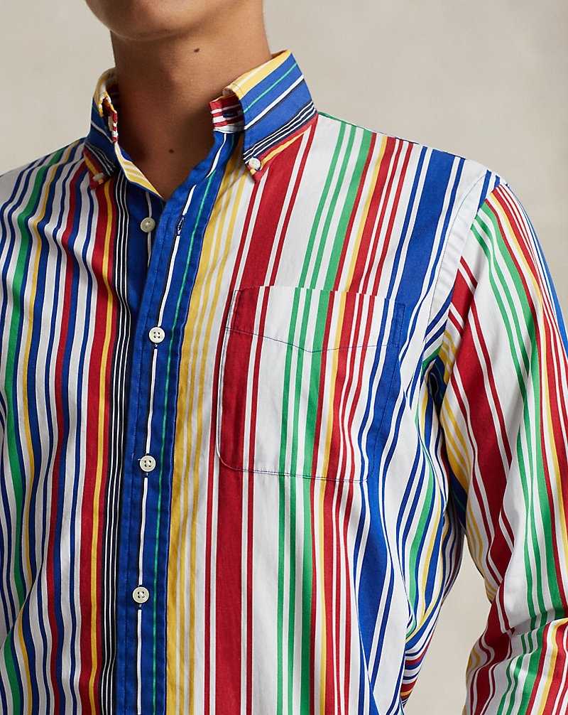 Camisas Ralph Lauren Classic Fit Striped Poplin Hombre Azules Rojos | FXQNAIH-38 - vista 5