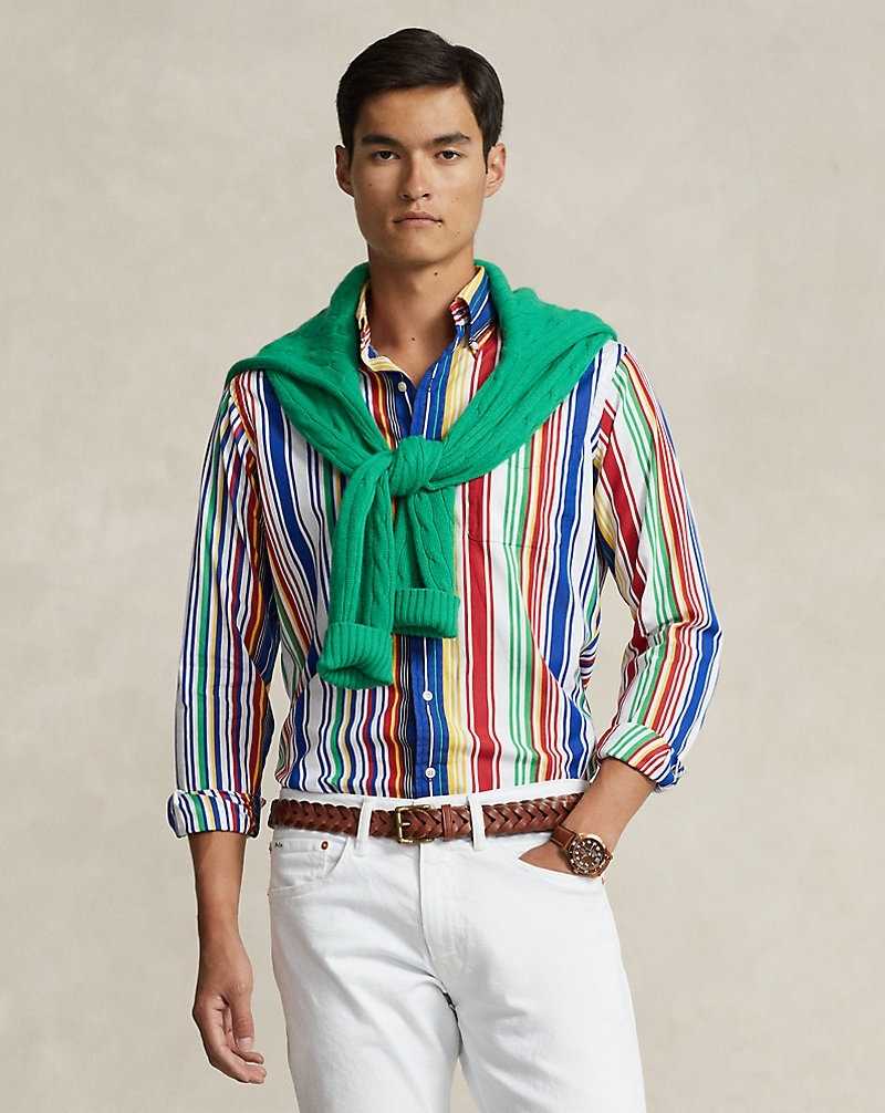 Camisas Ralph Lauren Classic Fit Striped Poplin Hombre Azules Rojos | FXQNAIH-38 - vista 1